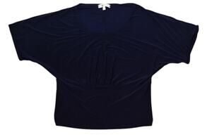 Vintage Suzie Dolman Short Sleeve Drop Waist Navy Blue Top Large